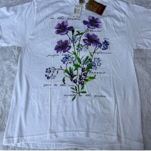 North West Blue‎ Vintage Floral Graphic T-Shirt White Purple Large NWT 90s